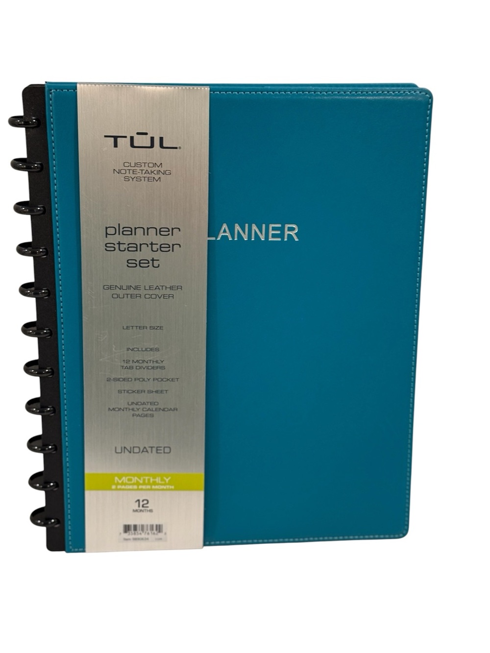 NEW TUL Teal Leather Discbound Notebook Letter Size Planner Starter Set
